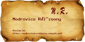Modrovics Rázsony névjegykártya